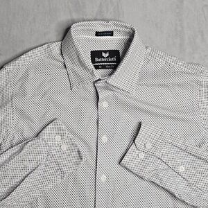 Buttercloth Shirt Mens Medium White Slim Fit Icy Cotton Button Up AOP Logo